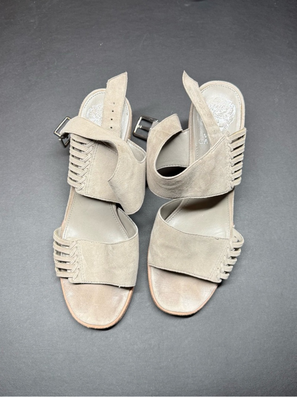 Vince Camuto Taupe Suede Strappy Sandals